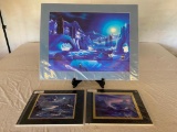 Three Lionel Dougy prints matted 1 large 2 small