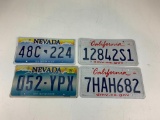 Lot of 4 License plates 2 From Nevada and 2 from California