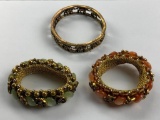 Lot of 3 Costume Jewelry Gold Tone Bracelets