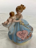 Josef Originals Mother and Baby Child Rotating Music Box Porcelain Figurine with tag