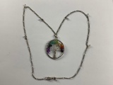 Silver Tone Necklace with Tree Pendent
