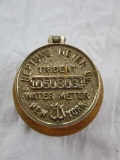 Neptune Meter Trident Water Meter New York Brass and Wood Desk Clock