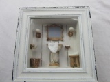 Bathroom-themed decor shadow box wall hanging