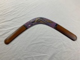 Hand painted wood boomerang 18