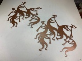 Lot of 2 Decorative Kokopelli Dancing Flute Players Metal Wall Art