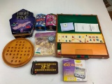 Lot of Board Games and more- Back Rummy, Dice Games, Hand Held Slot Machine