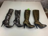 Lot of 2 Vintage Knee High Boots with high heels Size 7