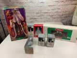 Lot of Christmas Decor- Santa Figure, Glass Trees and more