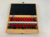 Craftsman Lot of 16 Router Bits in Wood Storage Box