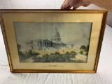 Vintage John Ross Key Framed Print of The Capitol