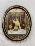 Vintage Welch's Grape Drink Metal Oval Tray Welch's Magazine January 1914 Cover