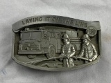1992 Fireman Laying It On The Line Belt Buckle Limited Edition