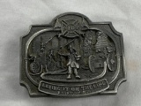1987 F.D. A Century Ago Laying It On The Line Belt Buckle Limited Edition by CJ