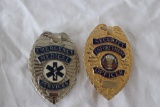 Gold Security Badge and a EMS badge with Serial Numbers on back