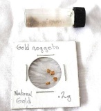 Gold Nuggets and Panned Gold in Tube Nuggets Weigh .2g bottled unweighed