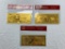 Lot of 3 Plated Foil Novelty Notes Gold Banknotes $2, $10 and $50