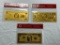 Lot of 3 Plated Foil Novelty Notes Gold Banknotes $2, $500 and $50,000