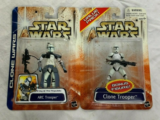 Star Wars The Clone Wars Value Pack ARC Trooper & Clone Trooper 2 Action Figures Pack 2003 NEW