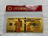 KOBE BRYANT Gold Foil NOVELTY Banknote