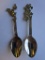 Souvenir Collectible Disney silver-tone spoons Donald Duck and Minnie Mouse