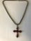 Sterling Silver 925 Red Stone Cross Pendent with 19
