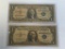 Lot of 2 1957 $1 Dollar Bill Silver Certificates