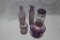 Purple Lot. 3 antique Sun Turned purple bottles, a candy and a Ball Jar with Purple Lid