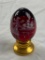 Fenton Ruby Red Christmas Theme Art Glass Egg Artist Signed Limited Edition 1389/1500
