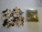 Box lot of earring parts and pieces and a bag of pierced earring backs