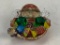 Santa Claus Candy Dish With Art Glass Candy