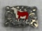 South Western Style Belt Buckle with Cow Nickel Silver