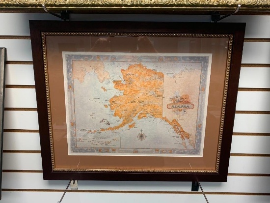 Aleutian island Alaska map Framed poster