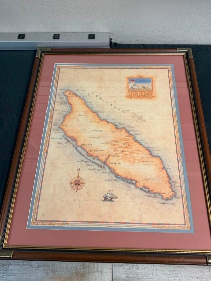 Aruba Map Print by J. longacre Framed