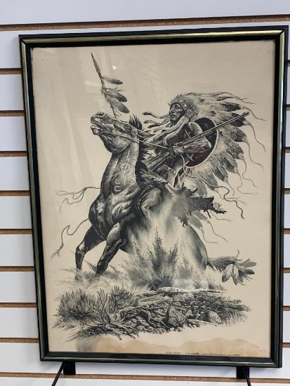 Vintage 1975 Bill O'Neill War Chief Framed Print