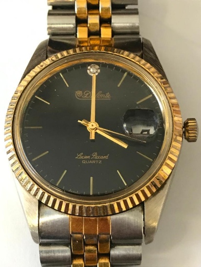 DuFante Lucien Pickard Men's Wrist Watch Gold tone and Stainless steel with adj Metal Latch Band