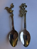 Souvenir Collectible Disney silver-tone spoons Donald Duck and Minnie Mouse