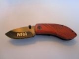 NRA Stone River Ltd Stubby Wood with Black Steel Blade Clip-On Folding Pocket Knife