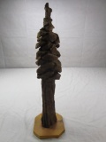 Hand carved wood forest tree on wood base 21