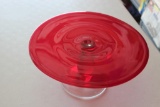 Red and Clear Antique /Vintage Glass Cake Plate Holder