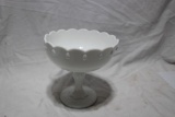 Large Milk Glass Vintage Pedestal Bowl 71/2 x 8