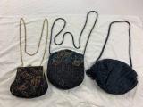 Lot of 3 Vintage embroidered Beaded handbags