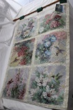 Hummingbird Tapestry with Wood Hanger USA Made 28X 36 overall