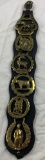 Vintage Leather 5 Brass Medallions Western Wall Decor Harness Horse Horseshoe