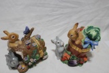 2 Lidded and Hinged Rabbit Honey pots exc condition