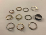 Lot of 11 Gold Tone and Silver Tone Rings