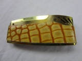 Vintage faux reptile skin gold-tone cigarette lighter made in Japan