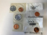 Lot of 4 Uncirculated Proof Lincoln Pennies One Cent Coins; 1957 Wheat, 1963, 1978-S Proof, 2010-D