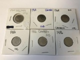 Lot of 6 Canada Dimes Ten Cent Coins; (3) 1968, 1982, (2) 1986