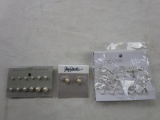 Lot of faux pearl and silver-toned costume jewelry pierced earring sets