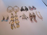 Lot of 8 costume jewelry dangling pierced earrings